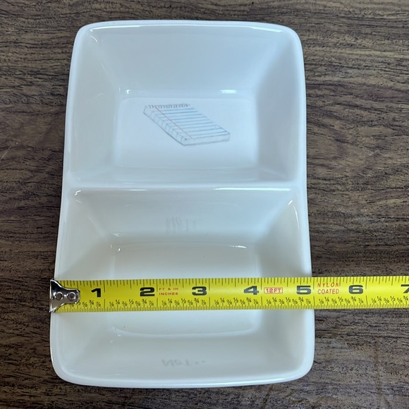 Rae Dunn Desk Organizer Notebook and Note Divided Dish White Dimples - Picture 14 of 15